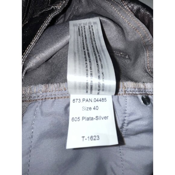 Anthropologie Intropia Plata Silver Metallic Pants Size 8 Euro 40 Disco Slacks - Picture 9 of 9